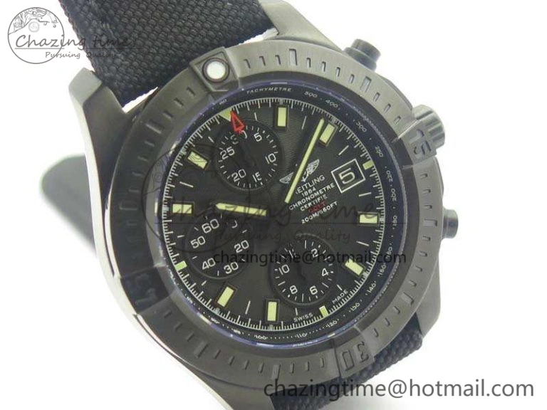 Challenger Chronograph DLC Black Dial On Nylon Strap A7750