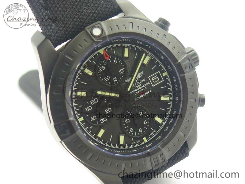 Challenger Chronograph DLC Black Dial On Nylon Strap A7750