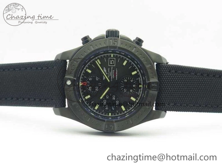 Challenger Chronograph DLC Black Dial On Nylon Strap A7750