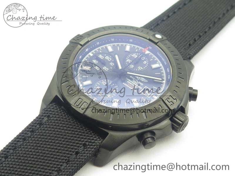 Challenger Chronograph DLC Black Dial On Nylon Strap A7750