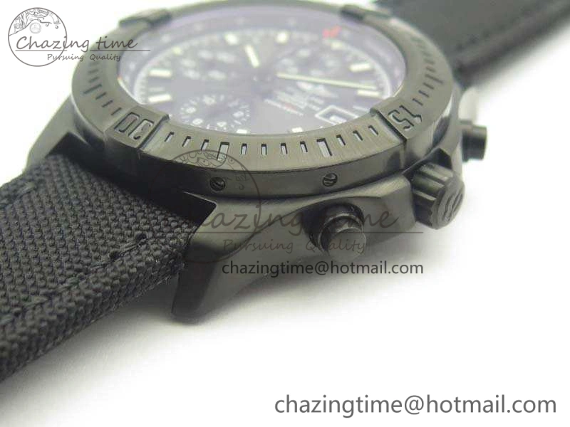 Challenger Chronograph DLC Black Dial On Nylon Strap A7750