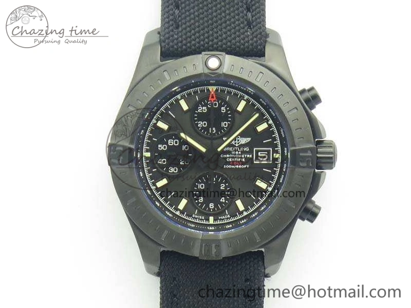 Challenger Chronograph DLC Black Dial On Nylon Strap A7750