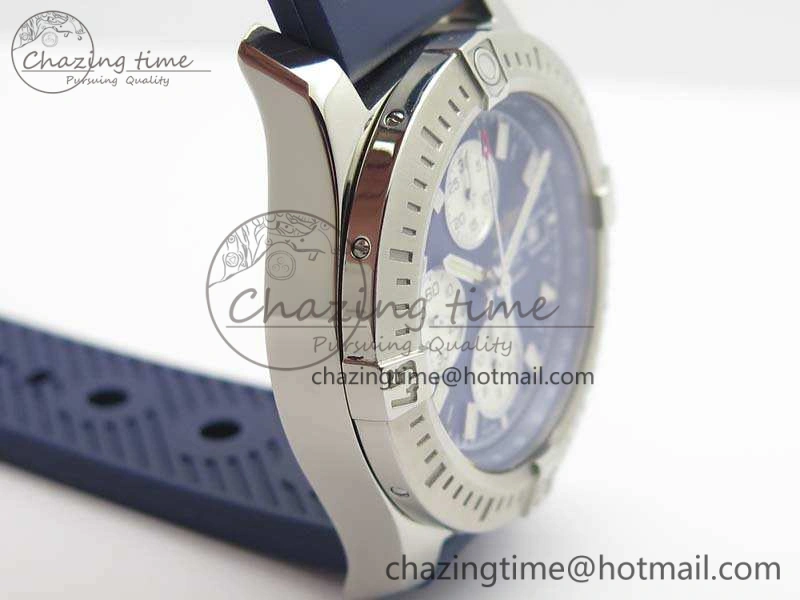 Challenger Chronograph SS Blue Dial On Rubber Strap A7750 (Free Rubber Strap)