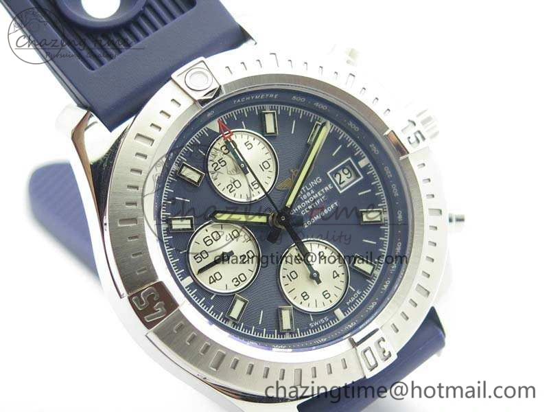 Challenger Chronograph SS Blue Dial On Rubber Strap A7750 (Free Rubber Strap)