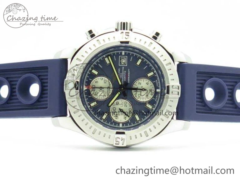 Challenger Chronograph SS Blue Dial On Rubber Strap A7750 (Free Rubber Strap)