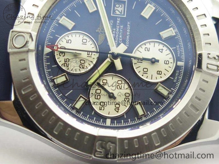 Challenger Chronograph SS Blue Dial On Rubber Strap A7750 (Free Rubber Strap)