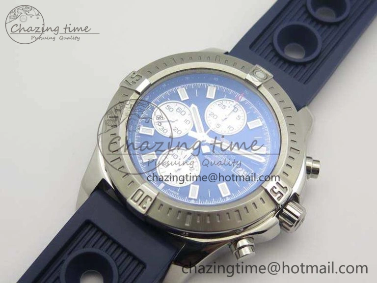 Challenger Chronograph SS Blue Dial On Rubber Strap A7750 (Free Rubber Strap)