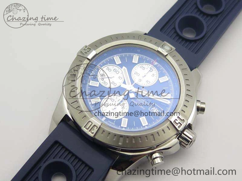 Challenger Chronograph SS Blue Dial On Rubber Strap A7750 (Free Rubber Strap)