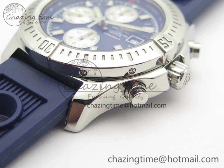 Challenger Chronograph SS Blue Dial On Rubber Strap A7750 (Free Rubber Strap)