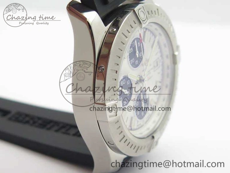 Challenger Chronograph SS White Dial On Rubber Strap A7750 (Free Rubber Strap)