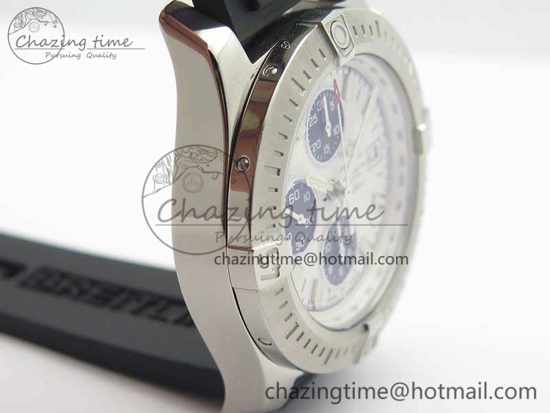 Challenger Chronograph SS White Dial On Rubber Strap A7750 (Free Rubber Strap)