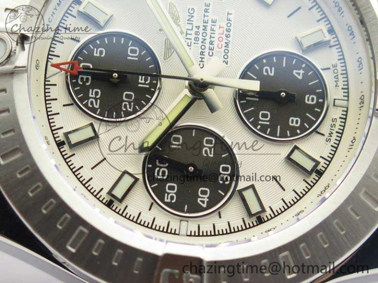 Challenger Chronograph SS White Dial On Rubber Strap A7750 (Free Rubber Strap)