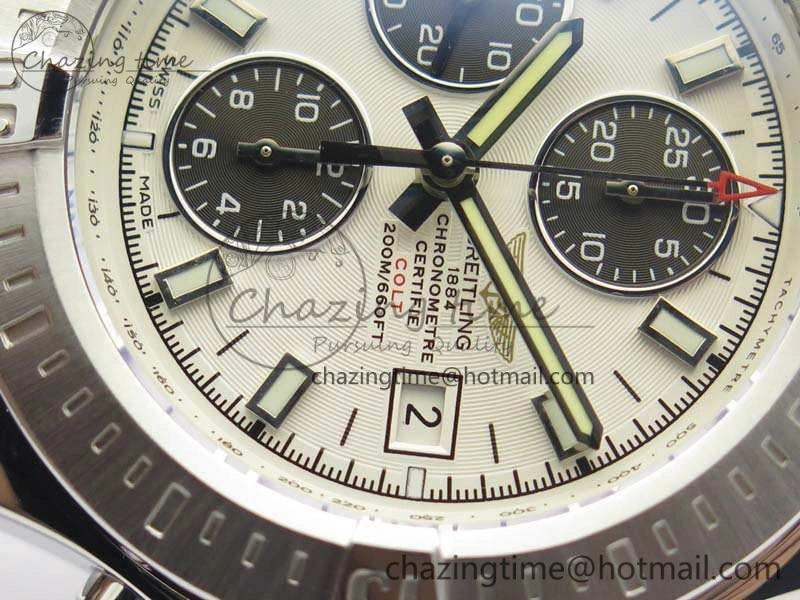 Challenger Chronograph SS White Dial On Rubber Strap A7750 (Free Rubber Strap)