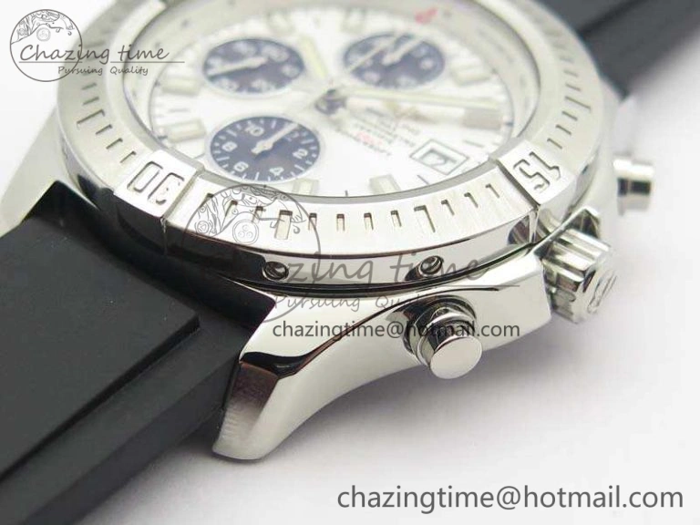 Challenger Chronograph SS White Dial On Rubber Strap A7750 (Free Rubber Strap)