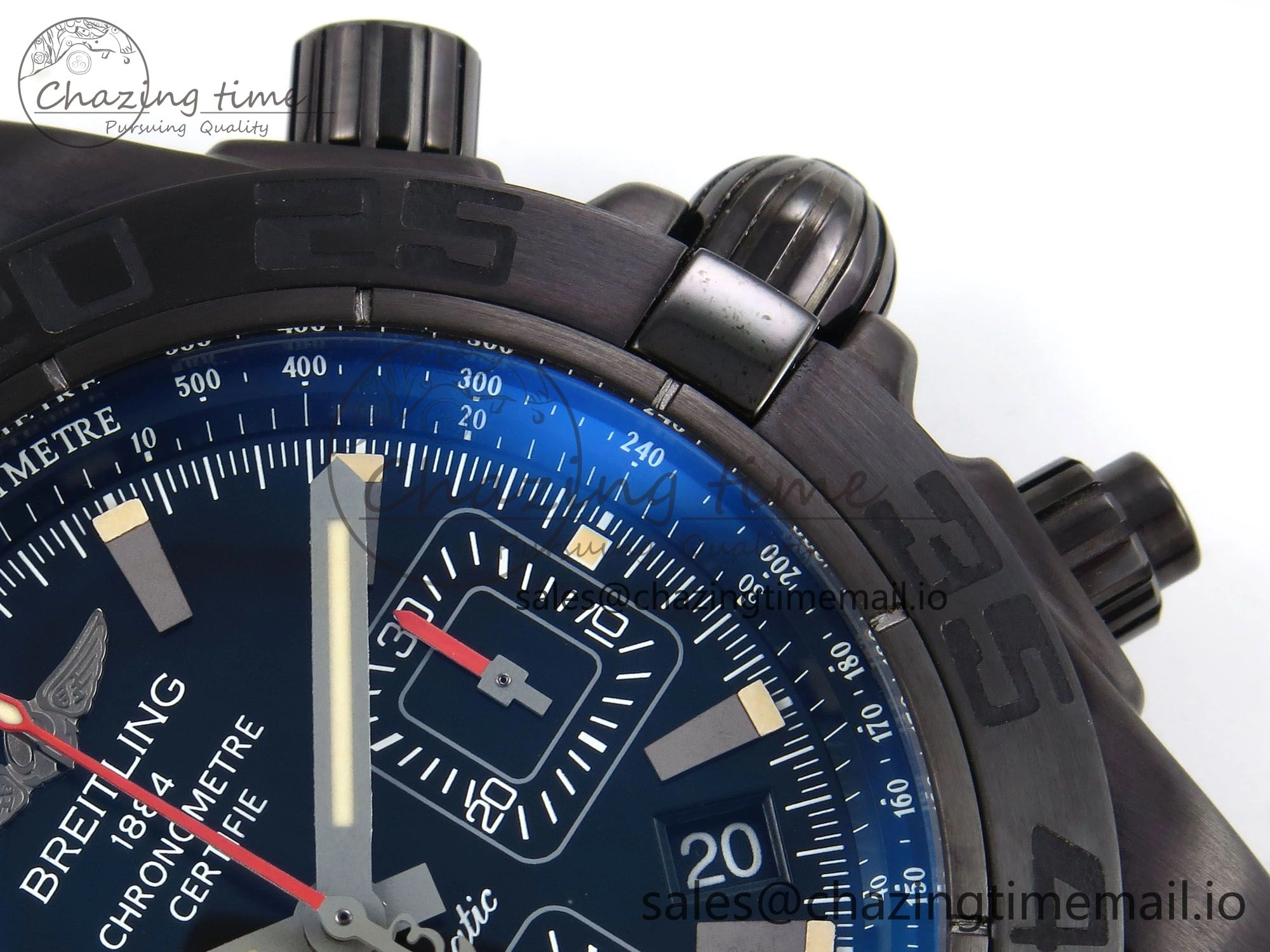 Chronomat 44 Blacksteel APSF 1:1 Best Edition Black Dial on Gray Nylon Strap A7750