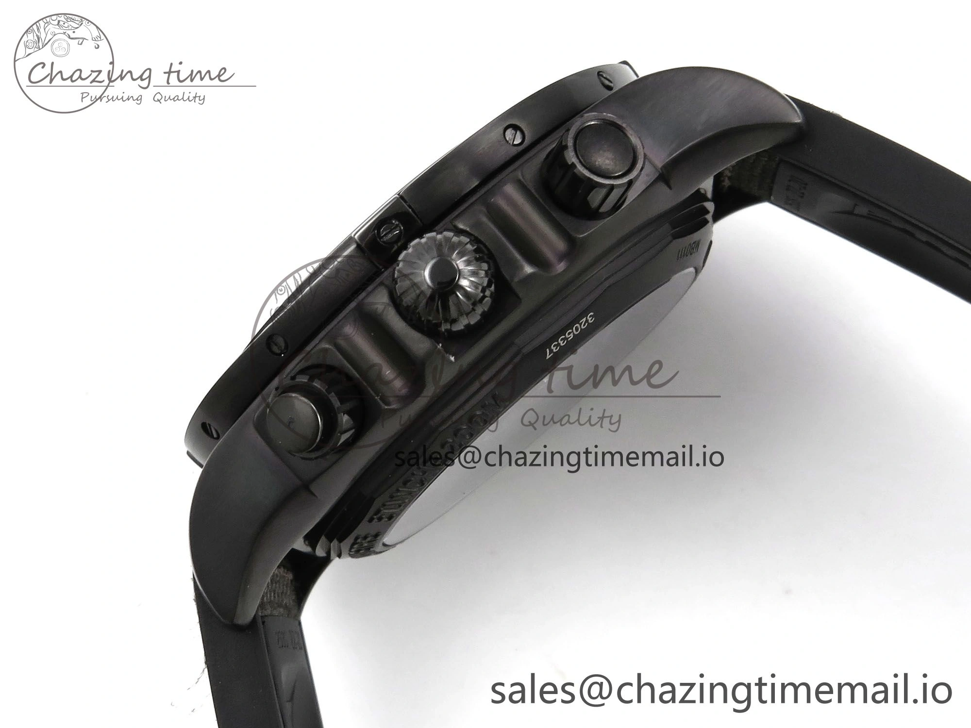 Chronomat 44 Blacksteel APSF 1:1 Best Edition Black Dial on Gray Nylon Strap A7750