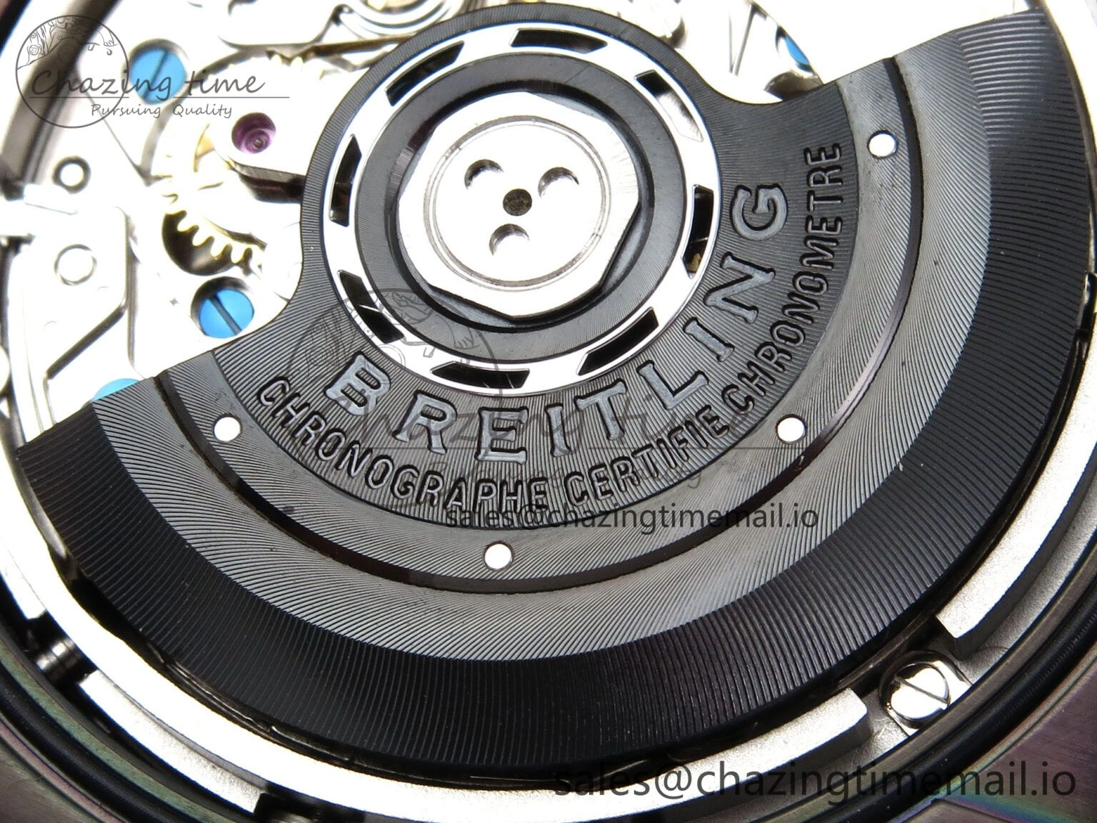 Chronomat 44 Blacksteel APSF 1:1 Best Edition Black Dial on Gray Nylon Strap A7750
