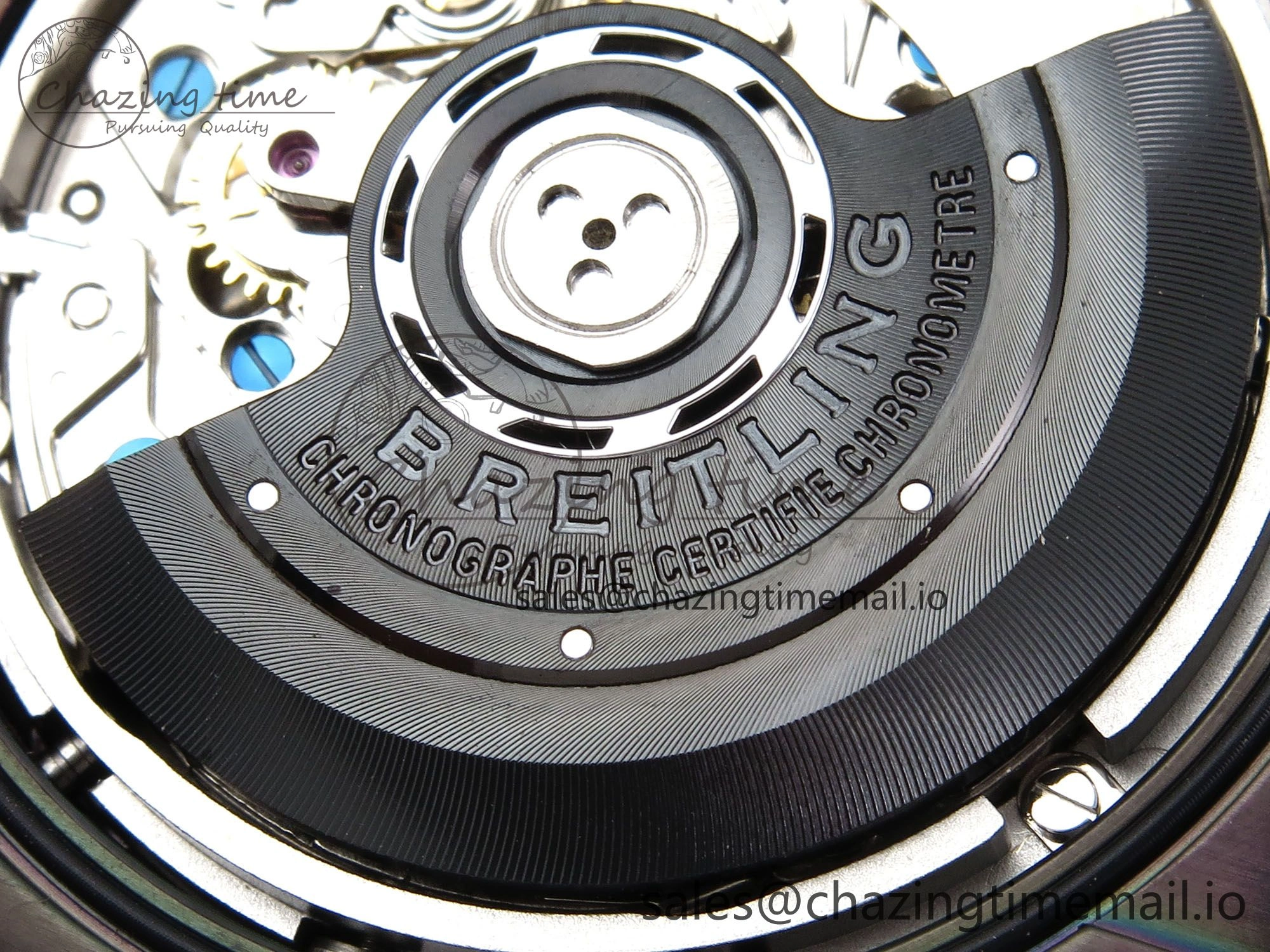 Chronomat 44 Blacksteel APSF 1:1 Best Edition Black Dial on Gray Nylon Strap A7750