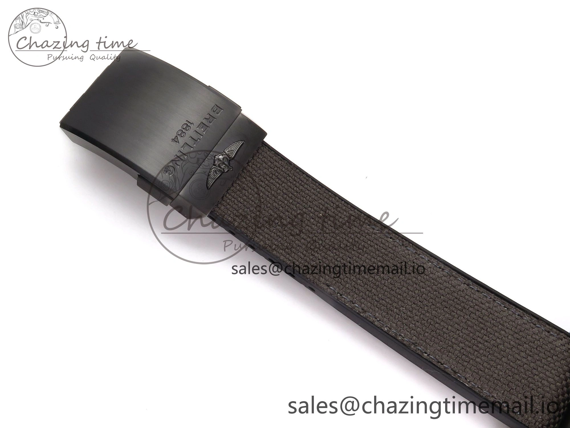 Chronomat 44 Blacksteel APSF 1:1 Best Edition Black Dial on Gray Nylon Strap A7750