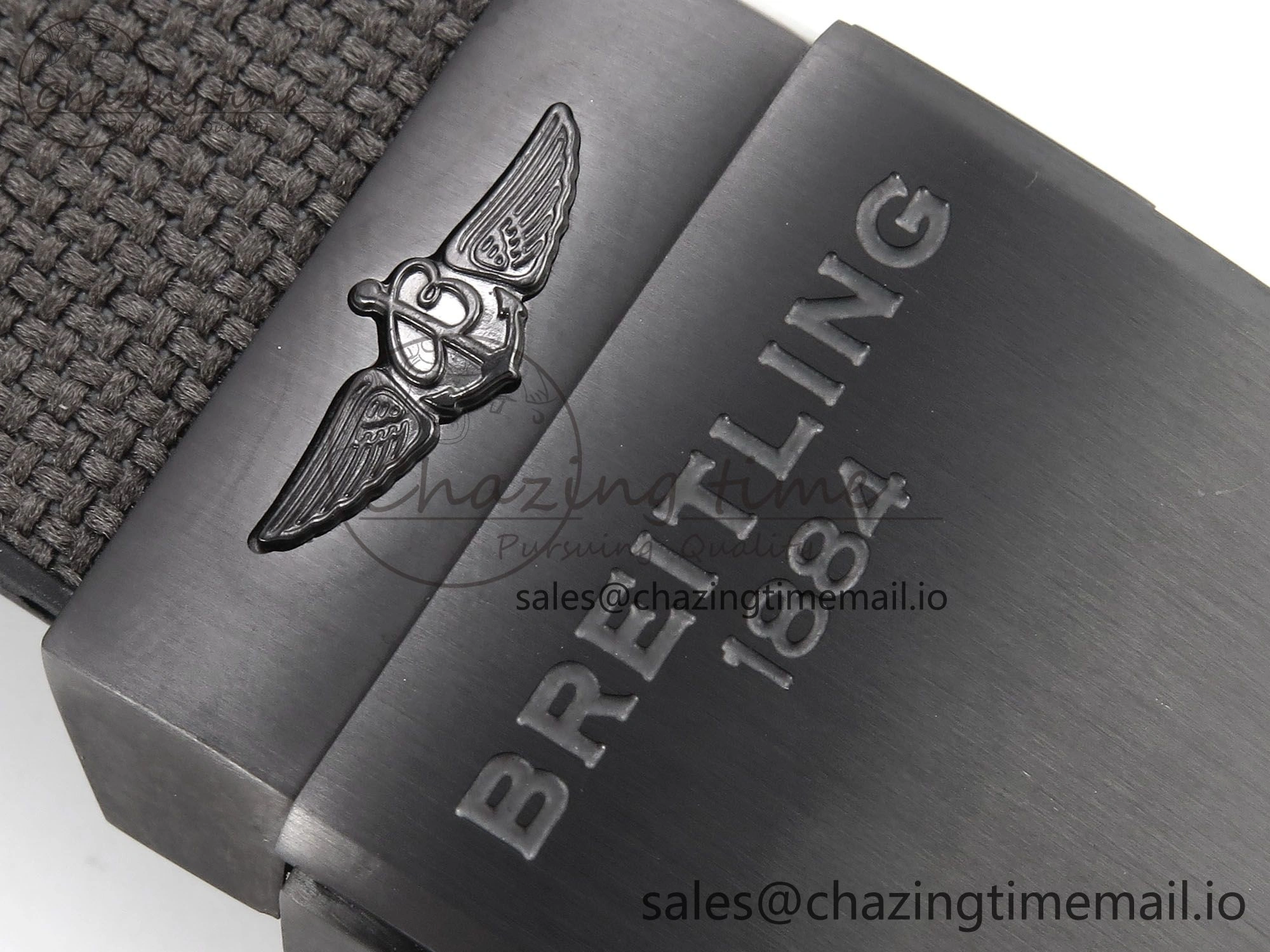 Chronomat 44 Blacksteel APSF 1:1 Best Edition Black Dial on Gray Nylon Strap A7750