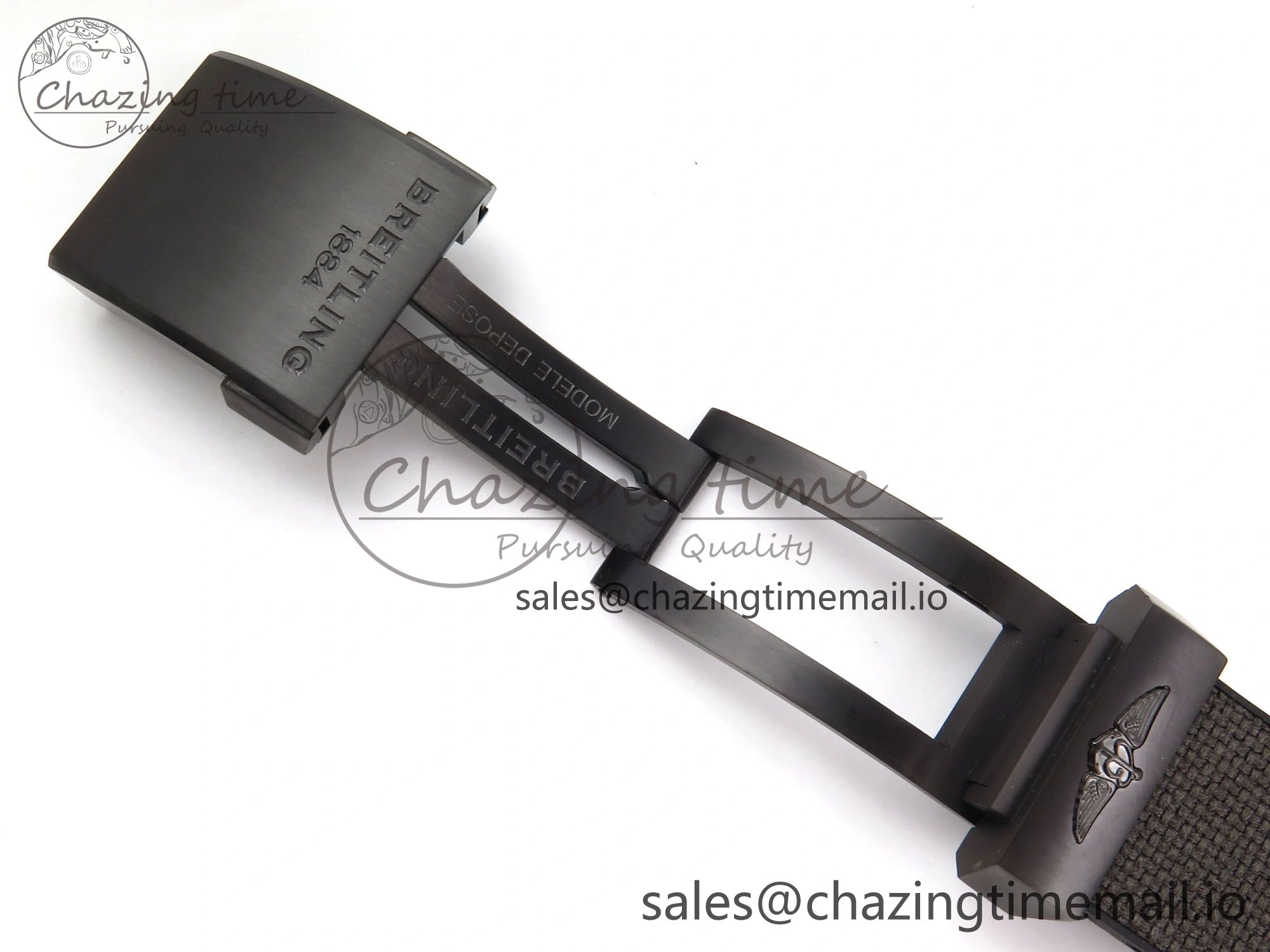 Chronomat 44 Blacksteel APSF 1:1 Best Edition Black Dial on Gray Nylon Strap A7750