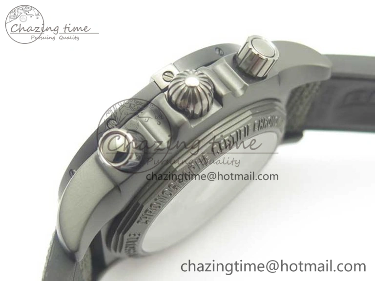 Chronomat 44mm Blacksteel GF 1:1 Special Edition Black Dial on Black Rubber Strap A7750