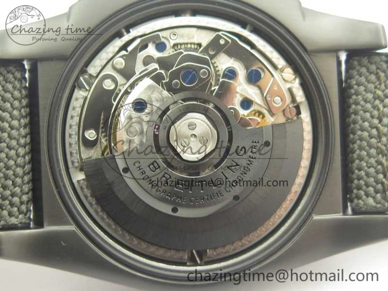 Chronomat 44mm Blacksteel GF 1:1 Special Edition Black Dial on Black Rubber Strap A7750
