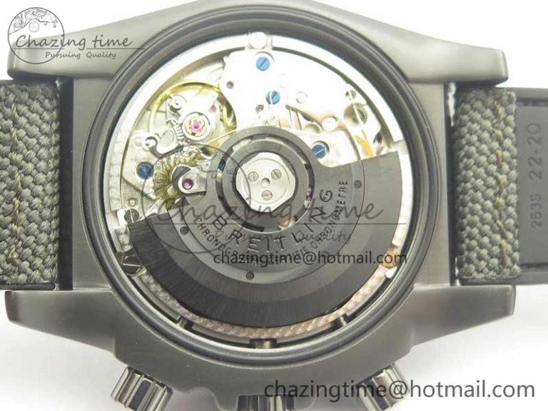 Chronomat 44mm Blacksteel GF 1:1 Special Edition Black Dial on Black Rubber Strap A7750