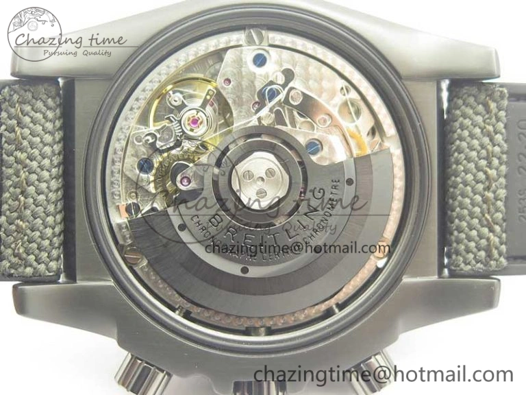Chronomat 44mm Blacksteel GF 1:1 Special Edition Black Dial on Black Rubber Strap A7750