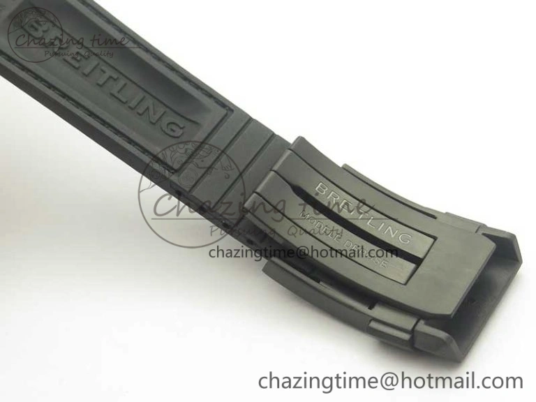 Chronomat 44mm Blacksteel GF 1:1 Special Edition Black Dial on Black Rubber Strap A7750