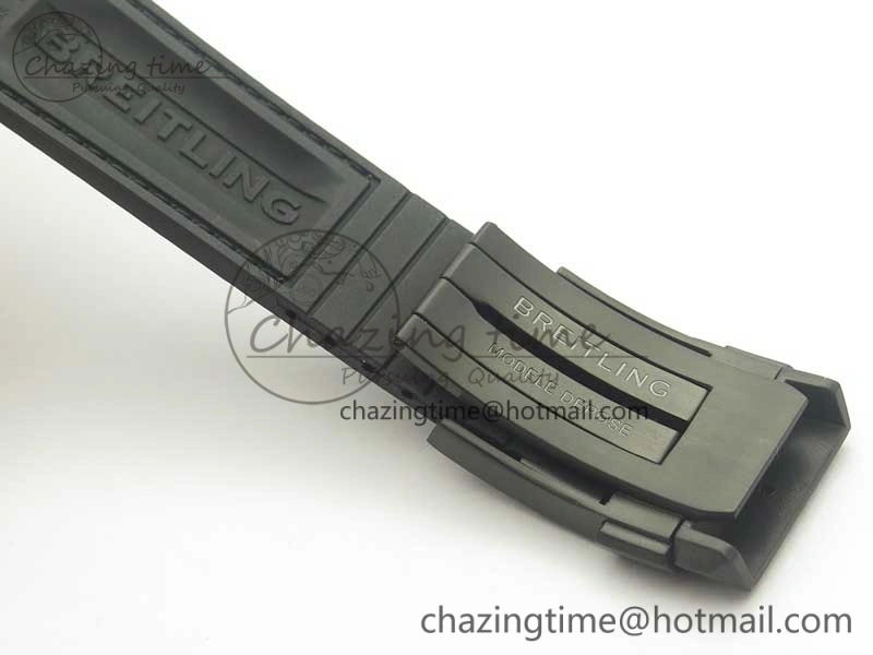 Chronomat 44mm Blacksteel GF 1:1 Special Edition Black Dial on Black Rubber Strap A7750