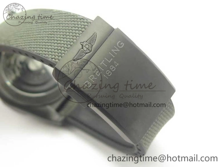 Chronomat 44mm Blacksteel GF 1:1 Special Edition Black Dial on Black Rubber Strap A7750