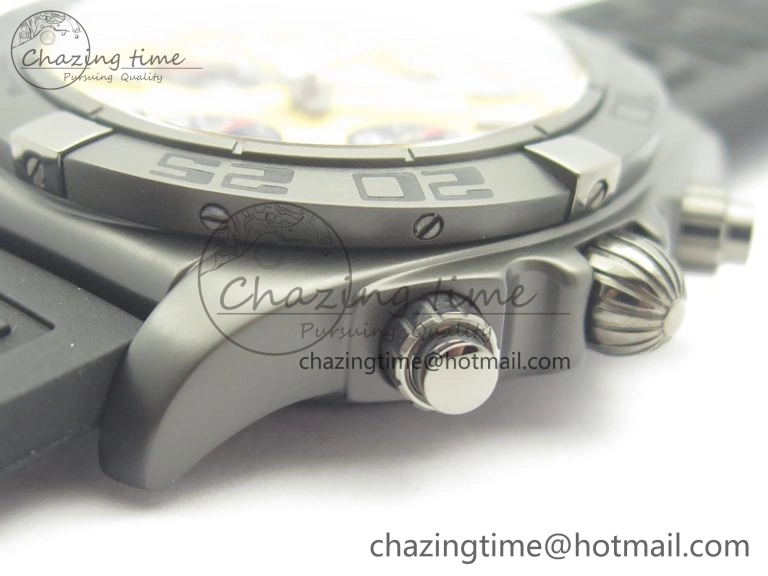 Chronomat 44mm Blacksteel GF 1:1 Special Edition Yellow Dial On Black Rubber Strap A7750