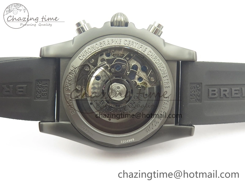 Chronomat 44mm Blacksteel GF 1:1 Special Edition Yellow Dial On Black Rubber Strap A7750