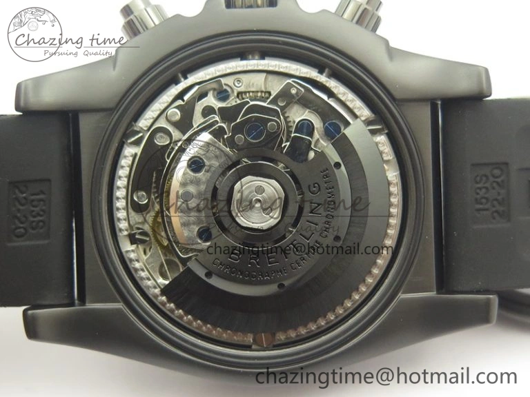 Chronomat 44mm Blacksteel GF 1:1 Special Edition Yellow Dial On Black Rubber Strap A7750