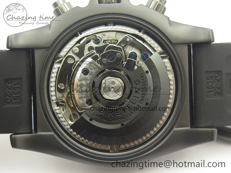 Chronomat 44mm Blacksteel GF 1:1 Special Edition Yellow Dial On Black Rubber Strap A7750