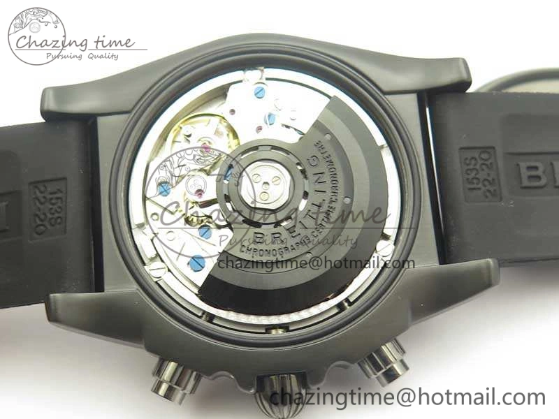 Chronomat 44mm Blacksteel GF 1:1 Special Edition Yellow Dial On Black Rubber Strap A7750
