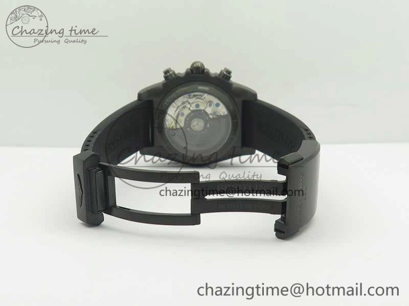 Chronomat 44mm Blacksteel GF 1:1 Special Edition Yellow Dial On Black Rubber Strap A7750