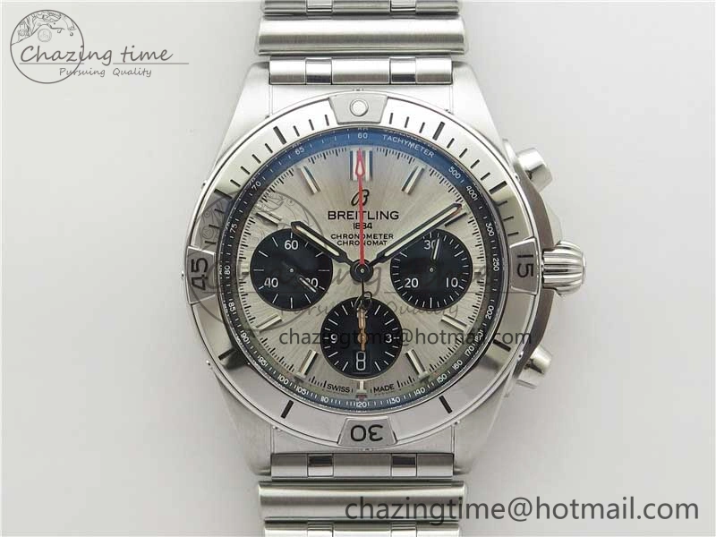 Chronomat B01 42mm SS GF 1:1 Best Edition White Dial on SS Bracelet A7750