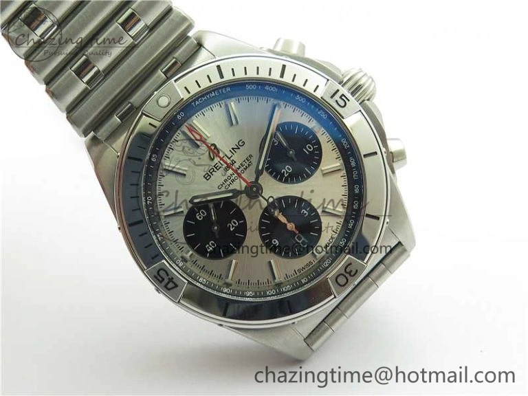Chronomat B01 42mm SS GF 1:1 Best Edition White Dial on SS Bracelet A7750