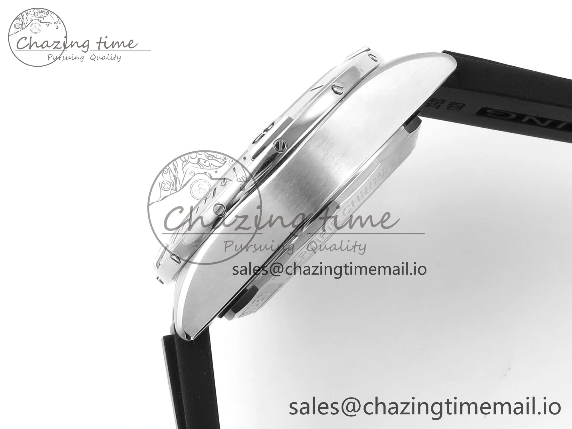Chronomat B01 42mm SS TF 1:1 Best Edition Black Silver Dial on Black Rubber Strap A7750 V2