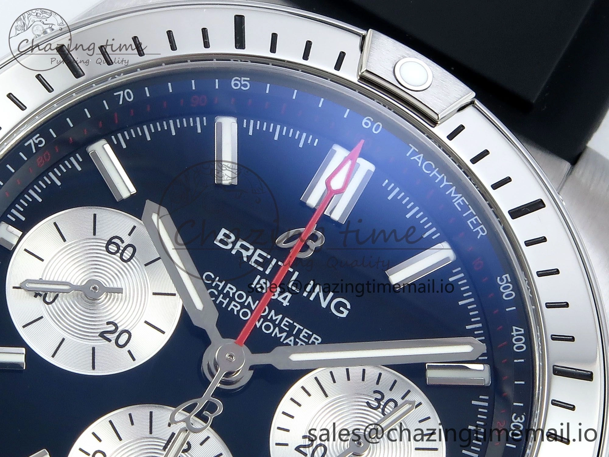 Chronomat B01 42mm SS TF 1:1 Best Edition Black Silver Dial on Black Rubber Strap A7750 V2