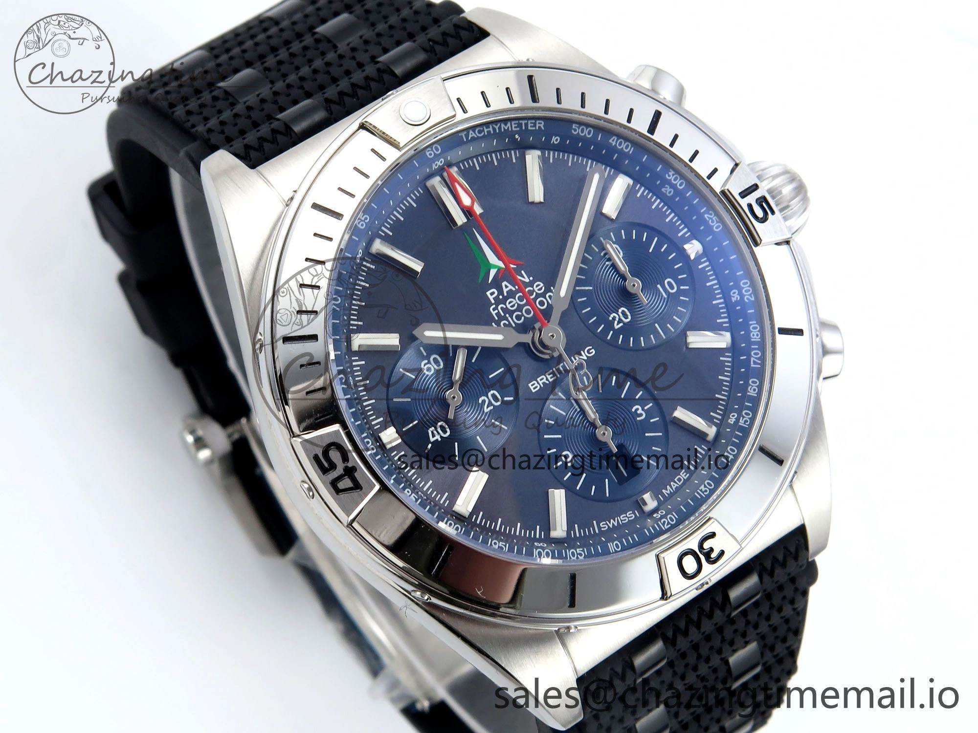 Chronomat B01 42mm SS TF 1:1 Best Edition Blue Dial on Black Rouleaux Strap A7750 V2