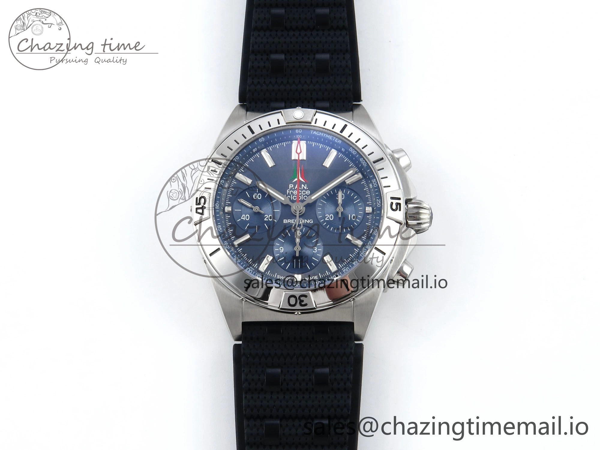 Chronomat B01 42mm SS TF 1:1 Best Edition Blue Dial on Black Rouleaux Strap A7750 V2