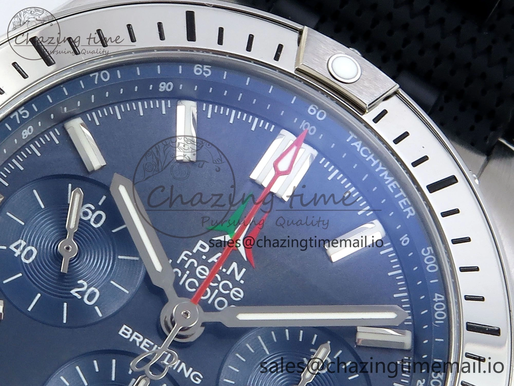 Chronomat B01 42mm SS TF 1:1 Best Edition Blue Dial on Black Rouleaux Strap A7750 V2