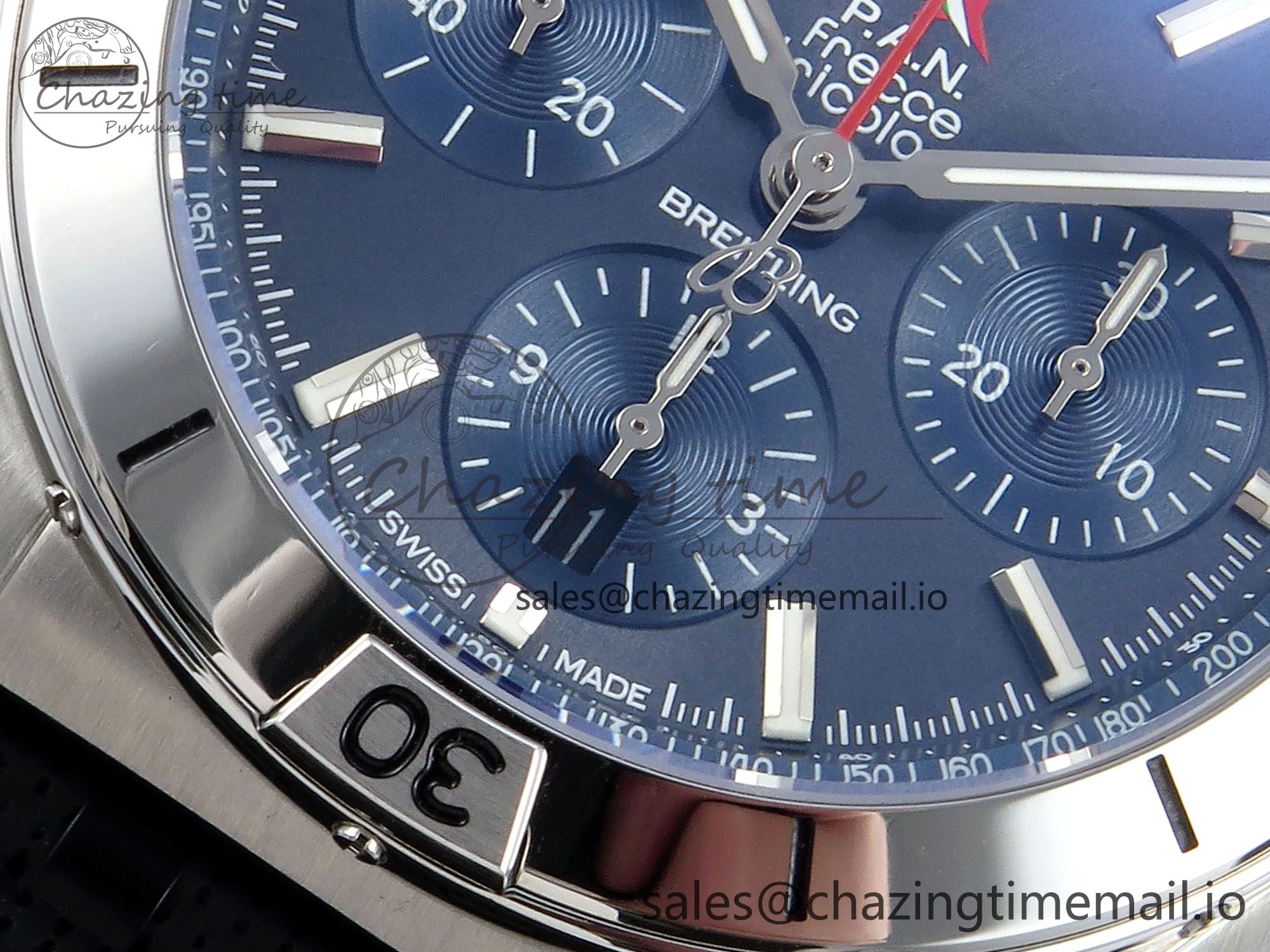 Chronomat B01 42mm SS TF 1:1 Best Edition Blue Dial on Black Rouleaux Strap A7750 V2