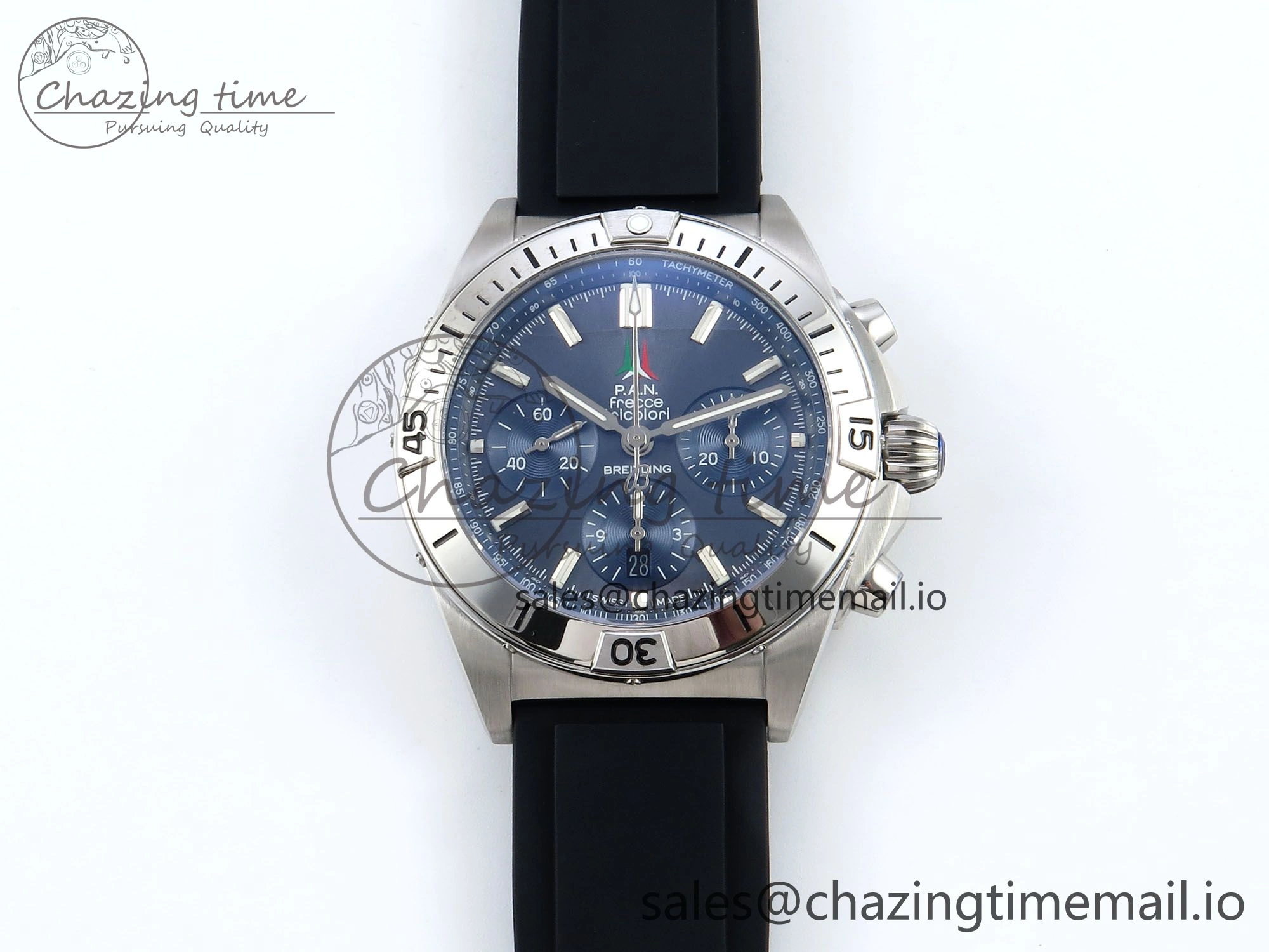Chronomat B01 42mm SS TF 1:1 Best Edition Blue Dial on Black Rubber Strap A7750 V2