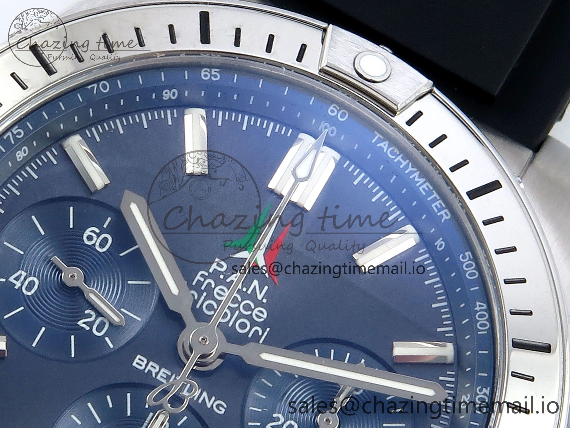 Chronomat B01 42mm SS TF 1:1 Best Edition Blue Dial on Black Rubber Strap A7750 V2