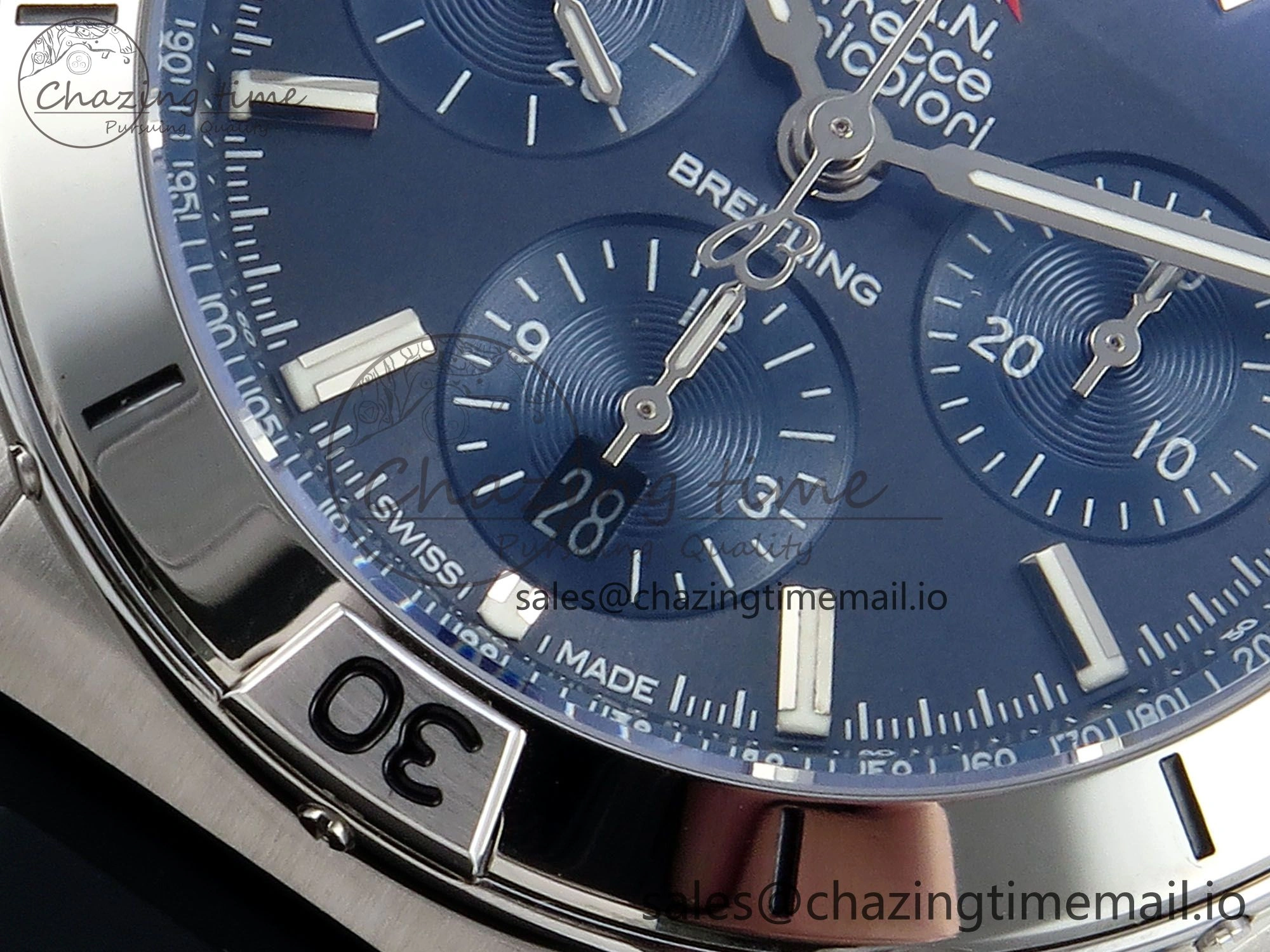 Chronomat B01 42mm SS TF 1:1 Best Edition Blue Dial on Black Rubber Strap A7750 V2