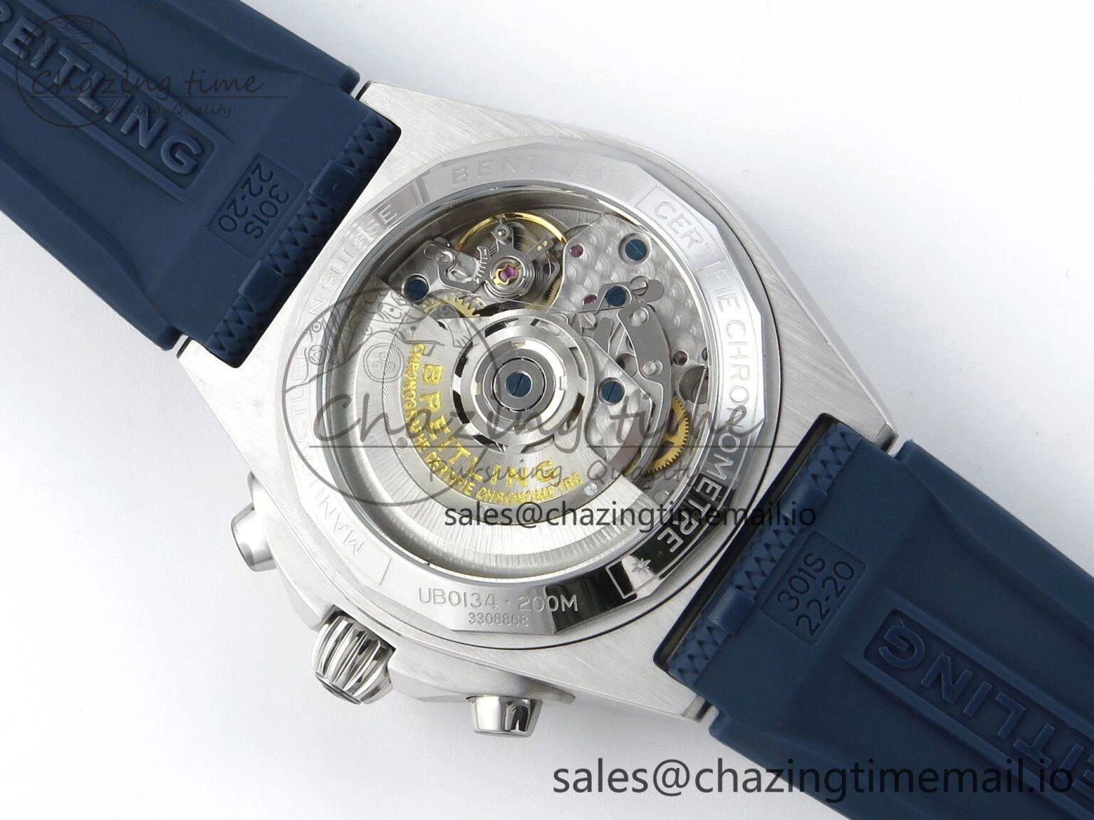 Chronomat B01 42mm SS TF 1:1 Best Edition Blue Dial on Blue Rouleaux Strap A7750 V2